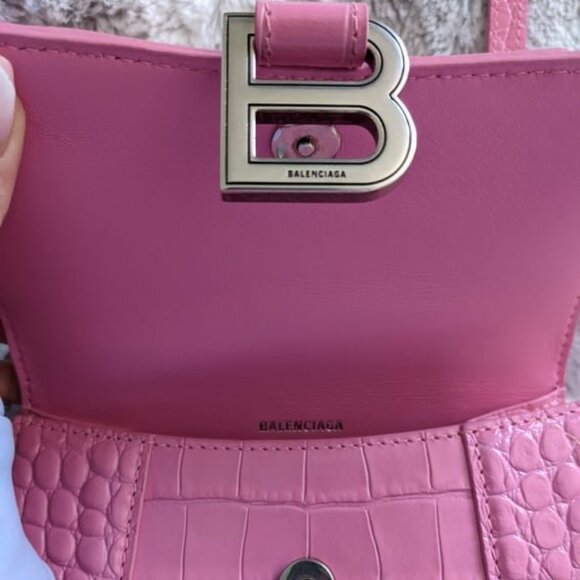 BALENCIAGA HOURGLASS XS HANDBAG CROCODILE EMBOSSED (PINK) - Brand New! <3 - Picture 2 of 9